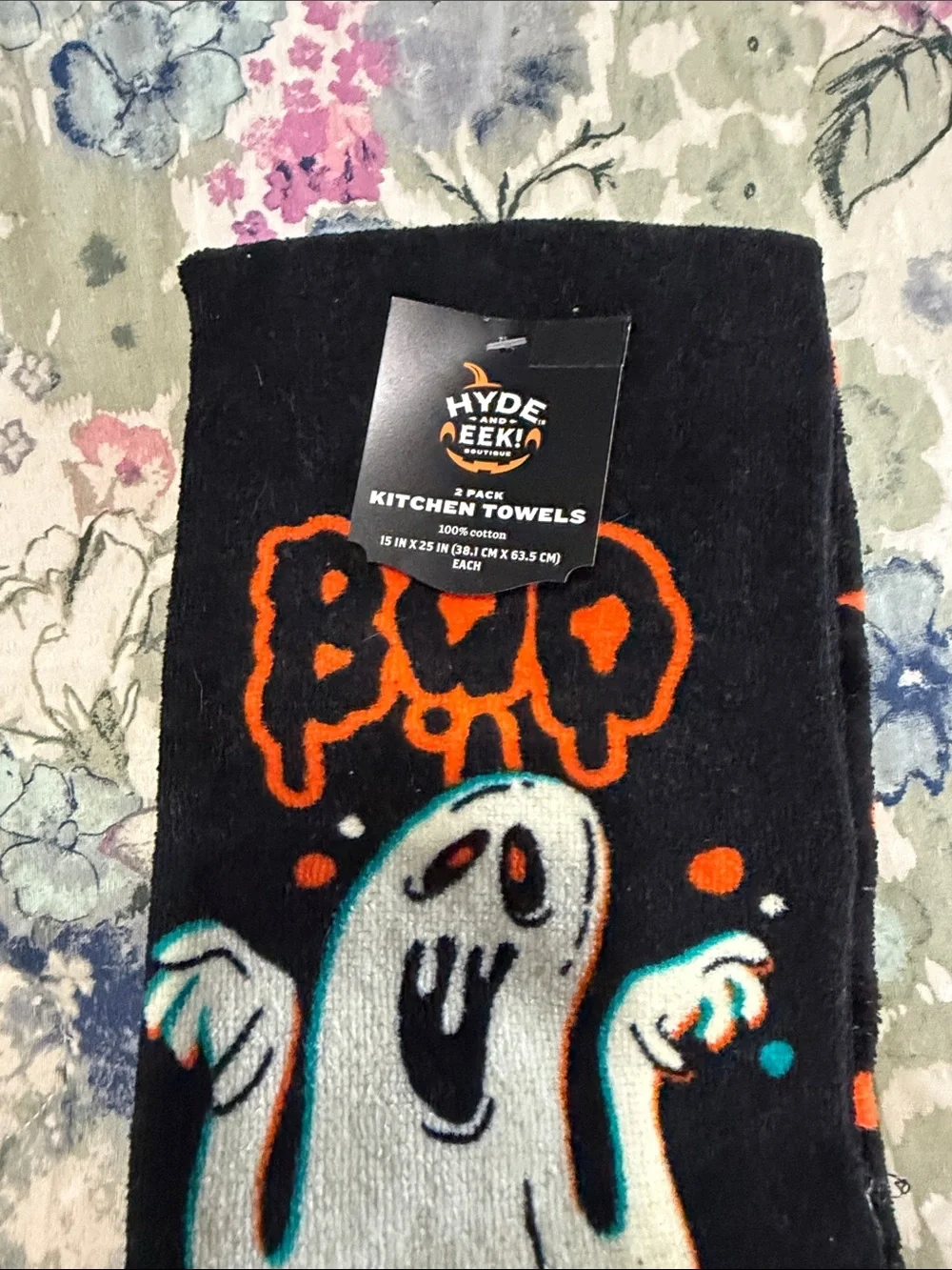 Halloween Kitchen towels bundle - Orange Pumpkin & Black Ghost Kitchen Towels